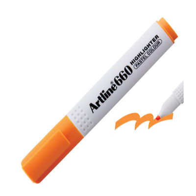 cepte ofis ARTLİNE 660 FOSFORLU KALEM KESİK UÇ PASTEL TURUNCU