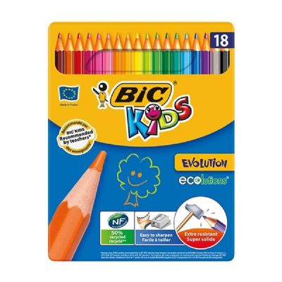 cepte ofis BİC EVOLUTION KURU BOYA KALEMİ 18'Lİ METAL KUTU 890288