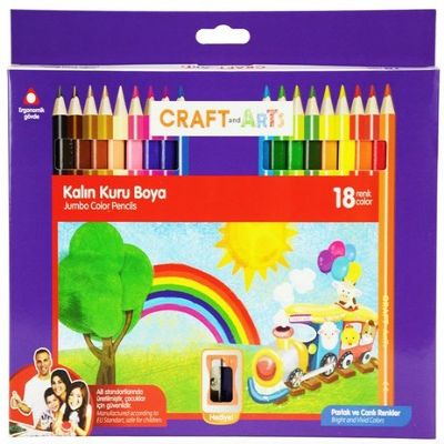 cepte ofis CRAFT AND ARTS KURU BOYA JUMBO 18 Lİ CAKB-J18