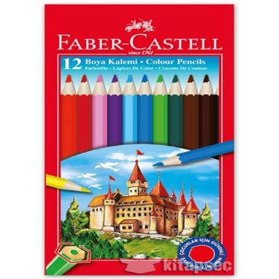 cepte ofis FABER CASTELL KURU BOYA KALEMİ 12 RENK TAM BOY 5171116312
