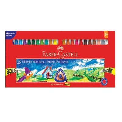 cepte ofis FABER CASTELL SİLİNEBİLİR MUM BOYA 25 RENK 5281122725