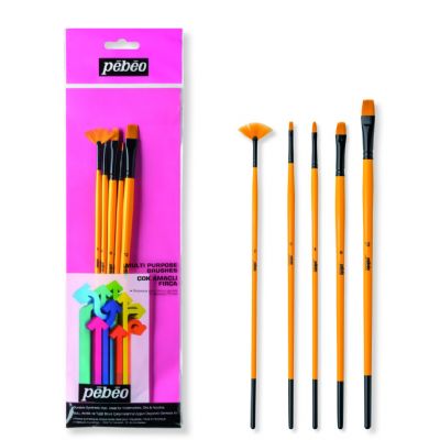 cepte ofis PEBEO 5'Lİ AKRİLİK BOYA FIRÇA SETİ NO:0,4,8,12