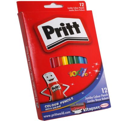 cepte ofis PRİTT KURU BOYA KALEMİ 12'Lİ JUMBO ÜÇGEN KART.KUTU 1671705