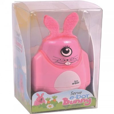 cepte ofis SERVE E-BOT TAVŞAN SİLGİLİ KALEMTRAŞ PEMBE