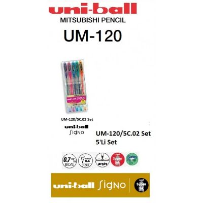 cepte ofis UNİ UM-120/5C SİGNO JEL KALEM 0.7 MM 5'Lİ
